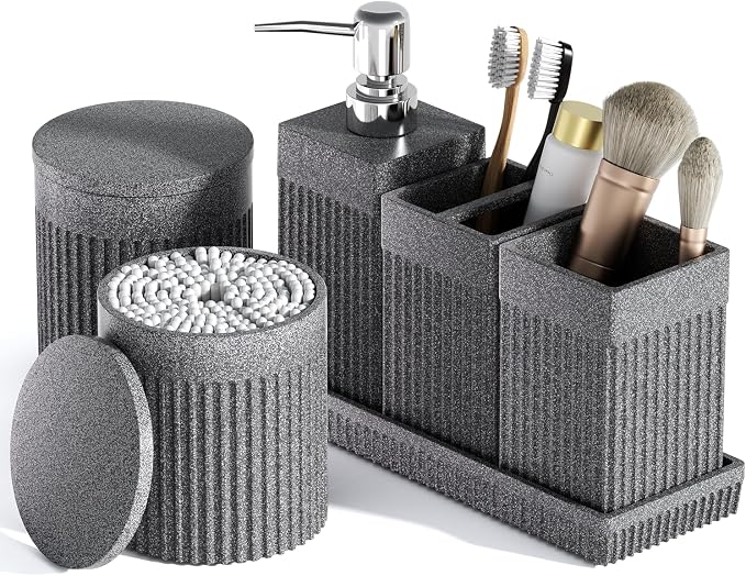 6-Piece Bathroom Set Grey by LetUsMakeHomeYourFavoriteDestination