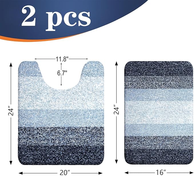 OLANLY Bathroom Rug Set 2 Piece, Soft Absorbent Microfiber Bath Mats and - Image 2