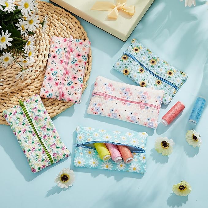 5 Pieces Tissues Purse Pocket Tissue Holder Reusable Travel Pouch Fabric Zipper - Image 7