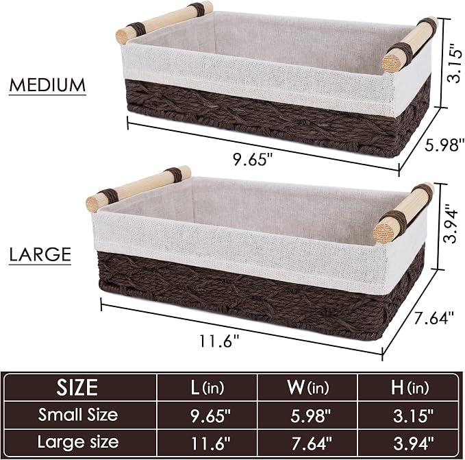 Wicker Storage Basket with Wooden Handle – Paper Rope Decorative Toilet Paper - Image 7