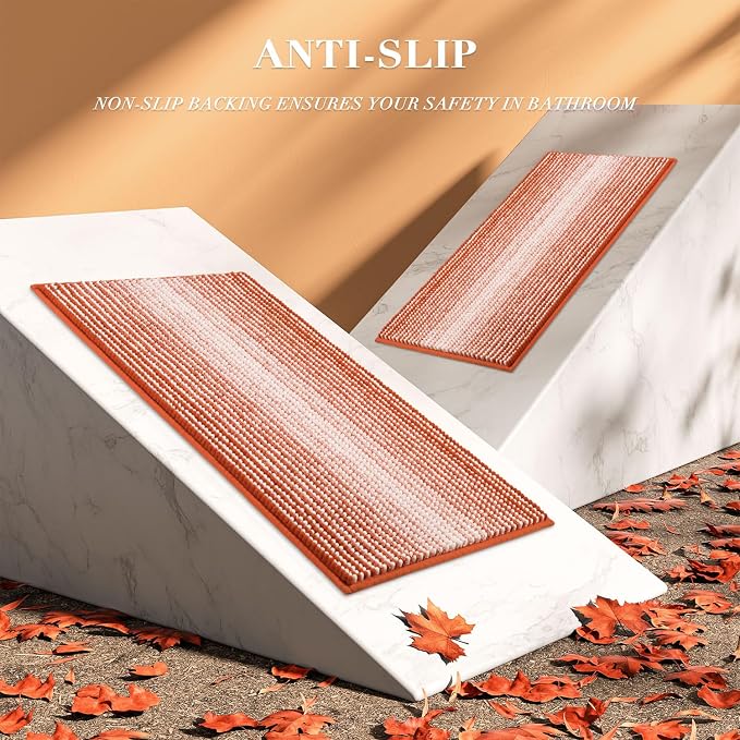 Bathroom Rugs and Mats Sets, 2 Piece Thick Absorbent Chenille Bath Mat Rug Set - Image 5