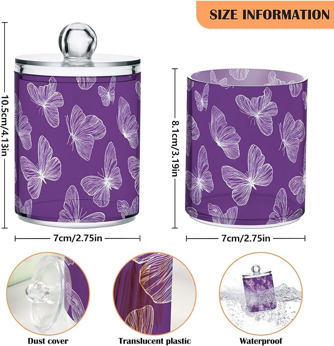 2 Pack Purple Butterflies Apothecary Jars - Image 3