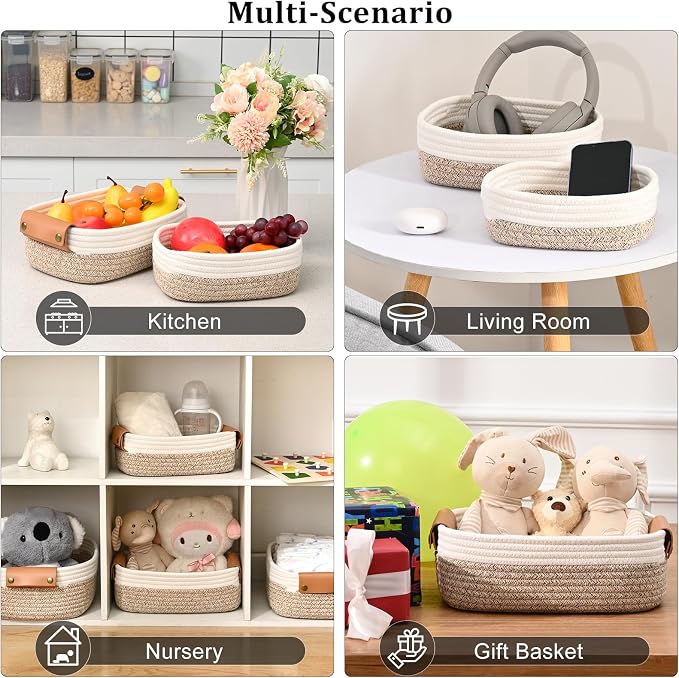 Storage Baskets for Organizing, Small Woven Basket Set of 6-4 Shelf Basket - Image 7