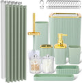 LightGreen Bathroom Set, Trash Can, Toothbrush Holder, Soap Dispensers by Viowil