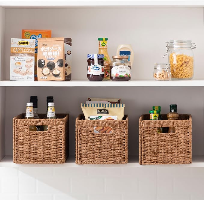 UBBCARE 2 Pack Wicker Basket, 13.4L×8.3H×7.1W inch Woven Paper Rope Storage - Image 7