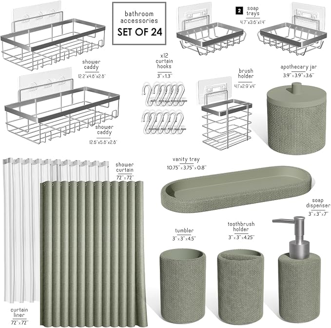 Clara Clark Sage Green Bathroom Set - Image 2