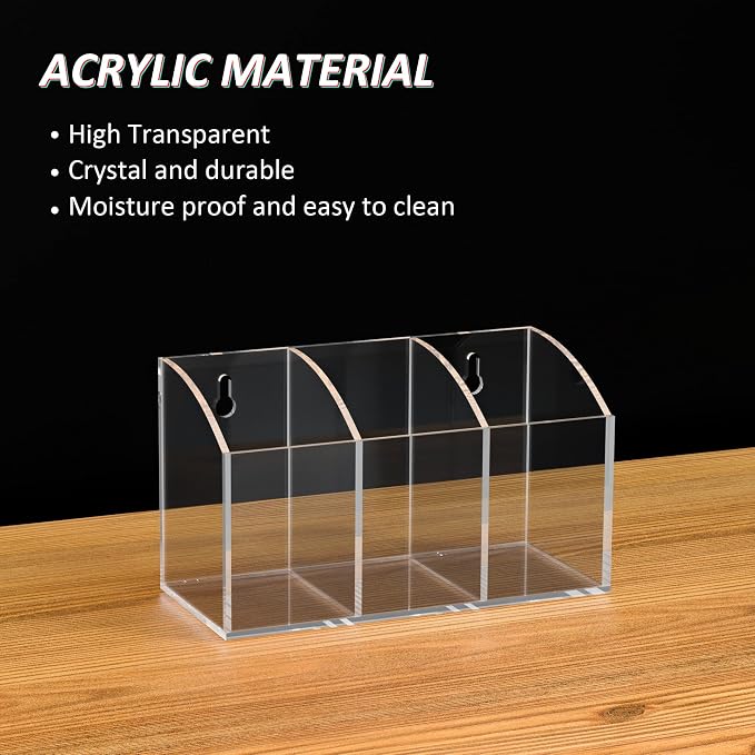 Acrylic Pen Holder Box 3 Compartments, Acrylic Organizer Holder - Image 4