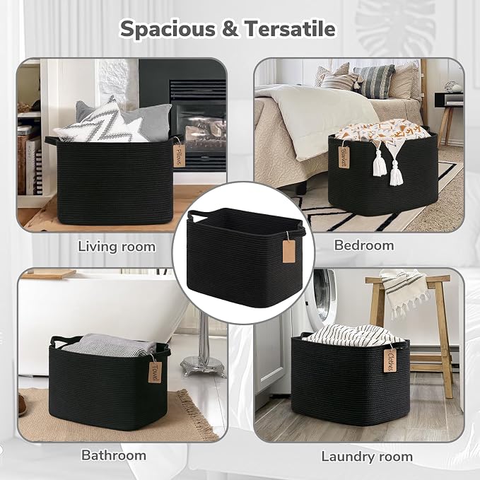 Goodpick Woven Storage Baskets for Organizing, Nursery Cotton Rope Basket for - Image 6