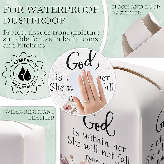 Christian Bible Verses Tissue Box Cover Square, Inspirational Quotes Waterproof - Image 7