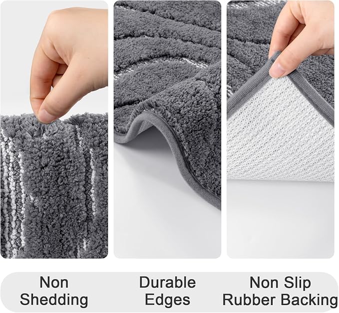 HEBE Bathroom Rugs Sets 5 Piece, Soft Absorbent Microfiber Bath Mat - Image 7