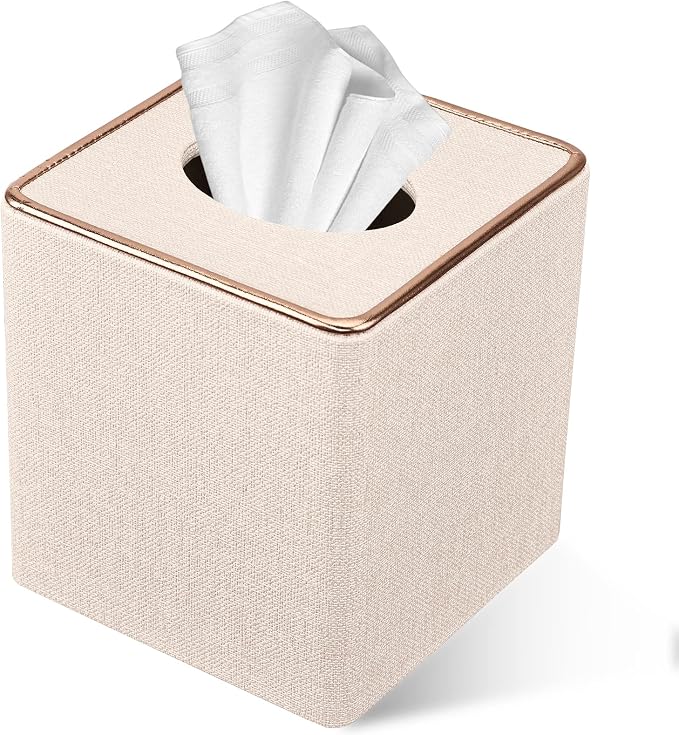 Tissue Box Cover, PU Leather Tissue Box Holder Square Box Covers by LADSTAG