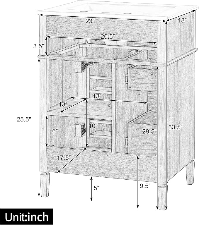 Harper & Bright Designs 24" Bathroom Vanity - Image 4