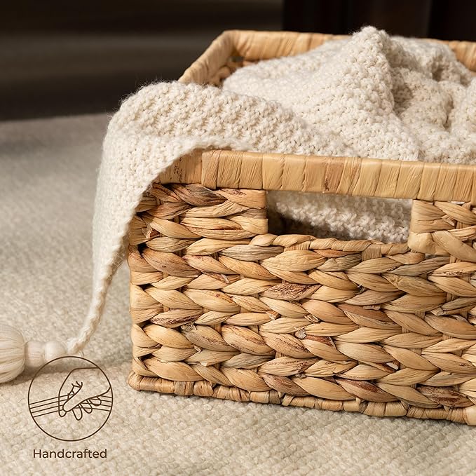 StorageWorks Wicker Storage Baskets, Handwoven Water Hyacinth Basket - Image 4
