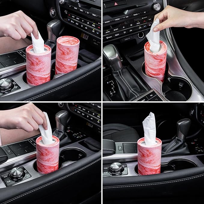 SINGARO Car Tissue Holder, 4 Pack Car Cup Holder Facial Tissues - Image 4
