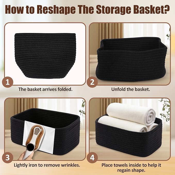 5-Pack Small Woven Rope Storage Baskets – 2 Sizes Organizer Bins - Image 7
