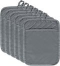 R HORSE 6Pcs Pot Holder with Pocket Grey Cotton Pocket Pot Holder Set by RHORSE