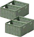 UBBCARE 4 Pack Wicker Basket, 13.4L×8.3H×7.1W inch Woven Paper Rope Storage by UBBCARE