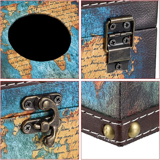 Sumnacon Retro Wood Square Tissue Box Cover - Image 4