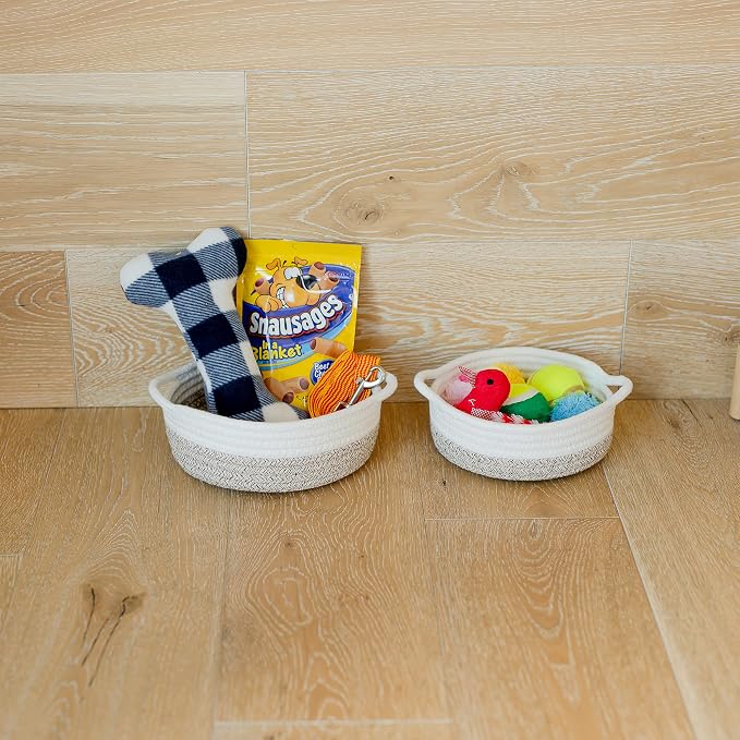 NaturalCozy 5-Piece Round Small Woven Baskets Set– Cotton Rope Baskets - Image 8