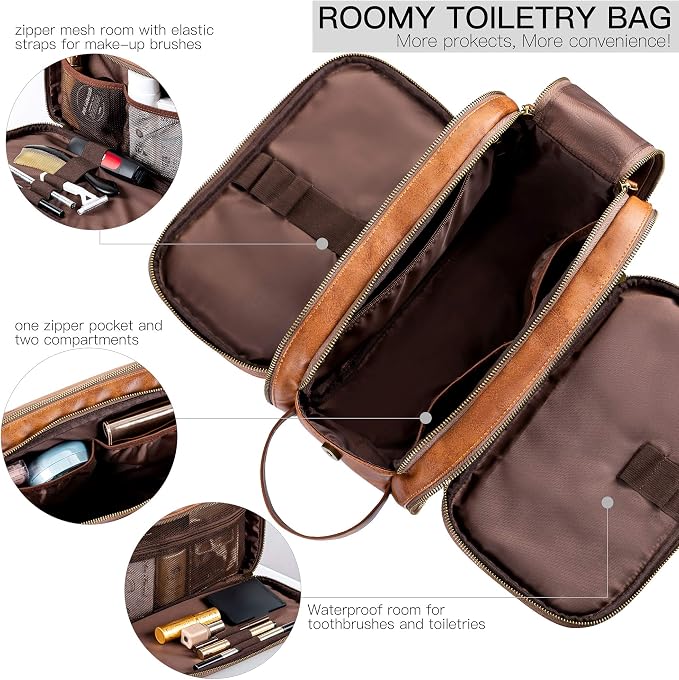 Elviros Travel Toiletry Bag for Men, Shaving Dopp Kit Water-resistant Bathroom - Image 2