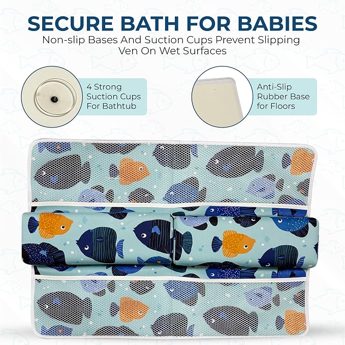 TubbieBuddies Bath Kneeler and Elbow Rest Pad Set – Fish-Themed Baby Bath - Image 5