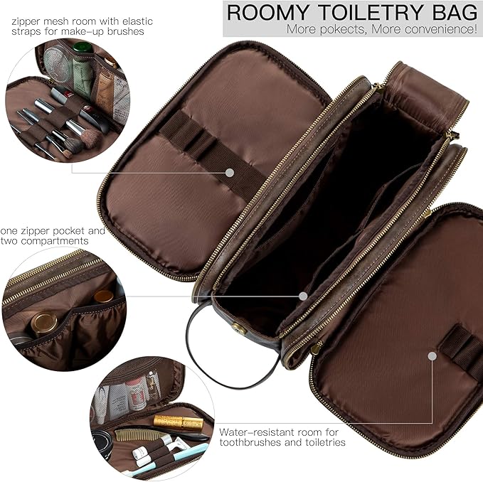 Elviros Toiletry Bag for Men, Large Travel Shaving Dopp Kit Water-resistant - Image 3
