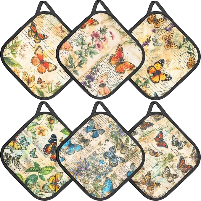 6 Pack Pot Holders 100% Cotton Heat Resistant Potholder, Machine Washable Pot by Unknown
