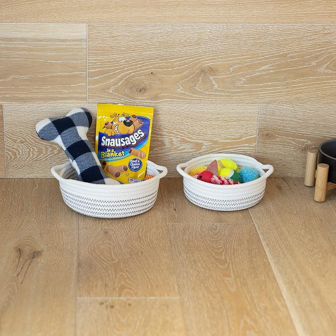 NaturalCozy 5-Piece Round Small Woven Baskets Set– Cotton Rope Baskets - Image 6