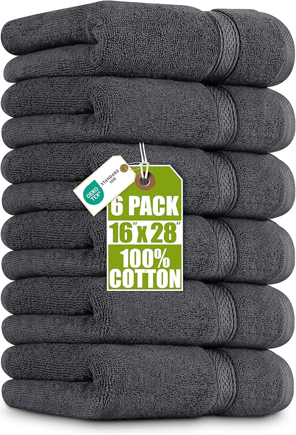 Utopia Towels 6 Pack Premium Hand Towels Set, 16 by 28 inches, 100% Ring Spun by UTOPIATOWELS
