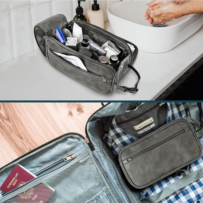PAVILIA Toiletry Bag for Men, Travel Essentials Shaving Dopp Kit, Mens Travel - Image 6