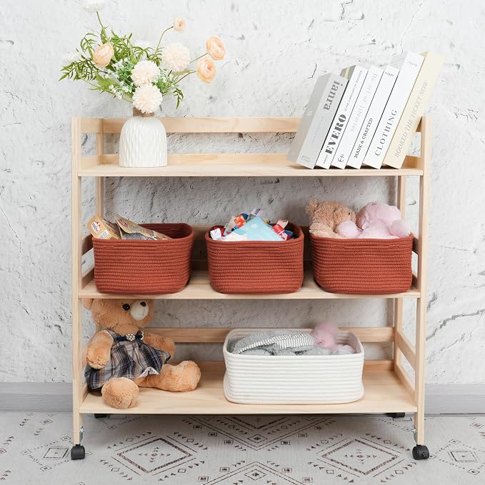 Small Woven Storage Baskets 12“X8”X5“ Decorative Rope Bins - Image 4