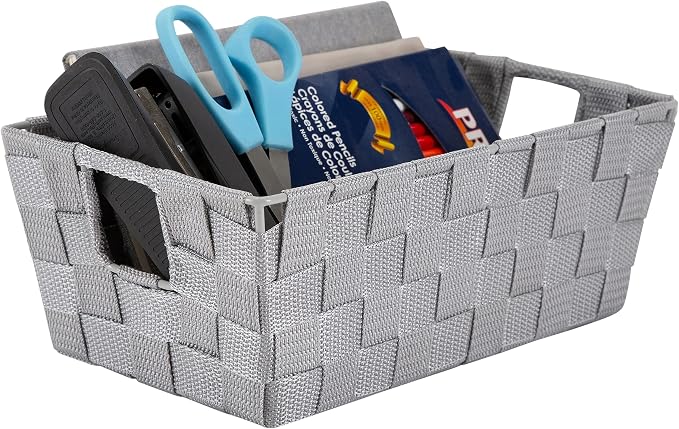 Simplify 2 Pack Small Woven Storage Shelf Basket | Organization | Bathroom | - Image 2