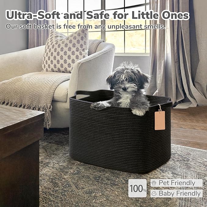 Goodpick Woven Storage Baskets for Organizing, Nursery Cotton Rope Basket for - Image 5