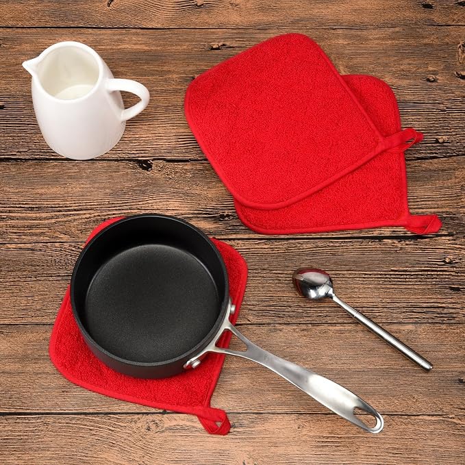 100% Cotton Kitchen Everyday Basic Terry Pot Holder Heat Resistant Coaster - Image 9