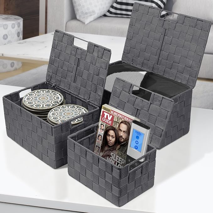 Sorbus Set of 3 Hand-Woven Storage Baskets - Image 2