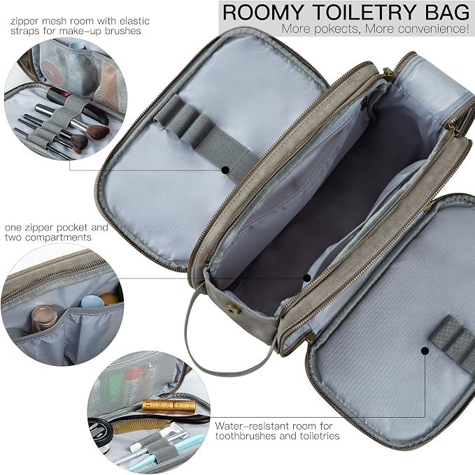 Elviros Toiletry Bag for Men, Large Travel Shaving Dopp Kit Water-resistant - Image 3