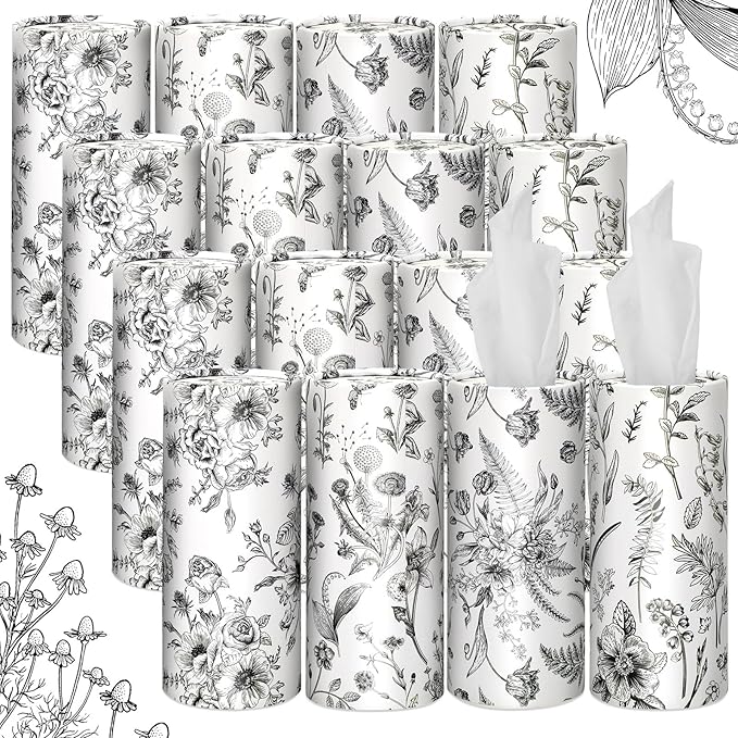 Zonon 16 Pcs Vintage Floral Round Tissues Box Car Holder by Zonon