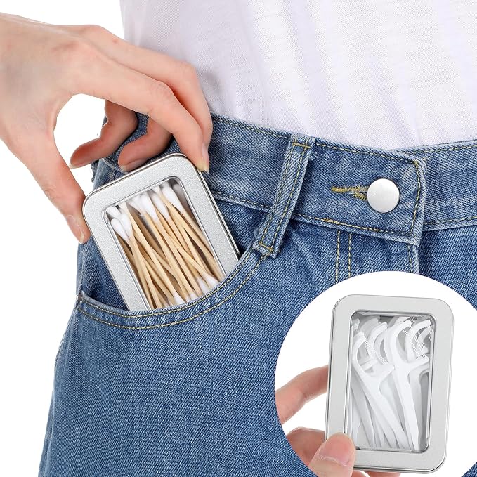 2PCS Metal Cotton Swab Holder, Portable Small Floss Pick Holder, Reusable Empty - Image 5