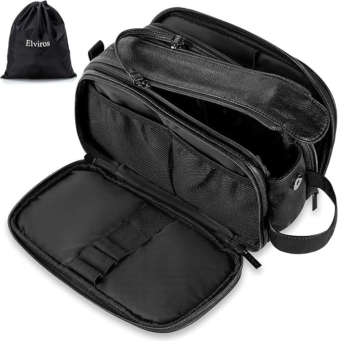 Elviros Toiletry Bag for Men, Large Travel Shaving Dopp Kit Water-resistant by Elviros