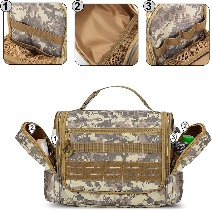 Tactical Toiletry Travel Bag for Men, Hanging Dopp Kit Hygiene Bag Shower - Image 3