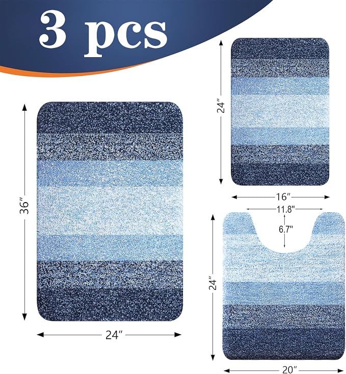 OLANLY Bathroom Rugs Sets 3 Piece, Soft Absorbent Microfiber Bath Mats and - Image 2