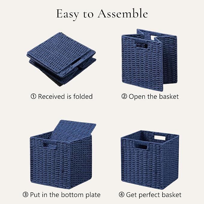 UBBCARE 3 Pack Wicker Basket, 11L×11H×10.5W inch Woven Paper Rope Storage - Image 7