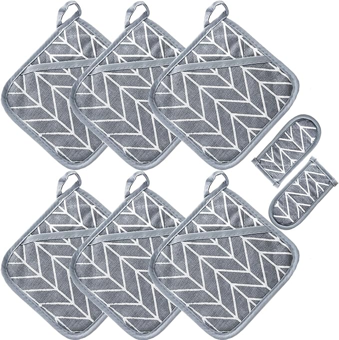 Heat Resistant Potholders Hot Pads-6 Kitchen Pot Holders Set by Win+Change