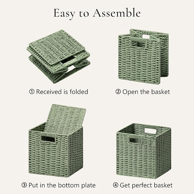 UBBCARE 3 Pack Wicker Basket, 11L×11H×10.5W inch Woven Paper Rope Storage - Image 7