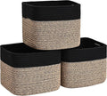 3 Pack Cube Storage Bin, 9”x9”x7” Cotton Rope Woven Baskets by Degeyoyo