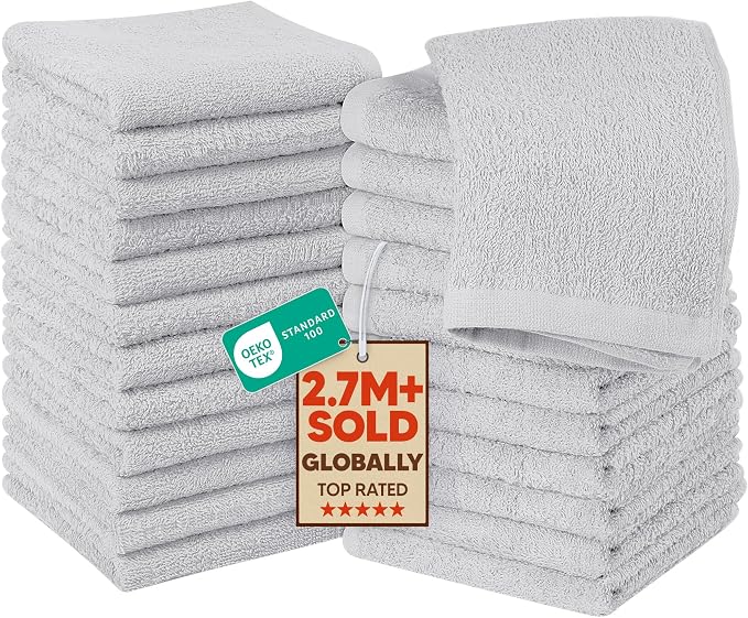 Utopia Towels 24 Pack Cotton Washcloths Set, 100% Ring Spun Cotton, Highly by UTOPIATOWELS