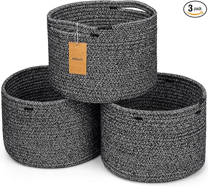 Small Rope Baskets for Storage, Baskets for Gifts Empty, Cute Round Woven Basket by MaxuniTechLife