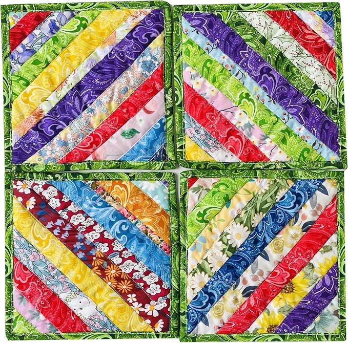 Square Pot Holders for Kitchen hot Pads 100% Cotton Set of 4 Heat Resistant for by newamishquilt