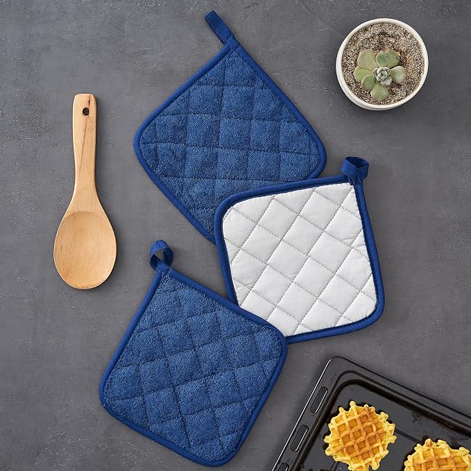 Kitchen Pot Holders Set Heat Resistant Pure Cotton Potholders Kit Trivets Large - Image 3