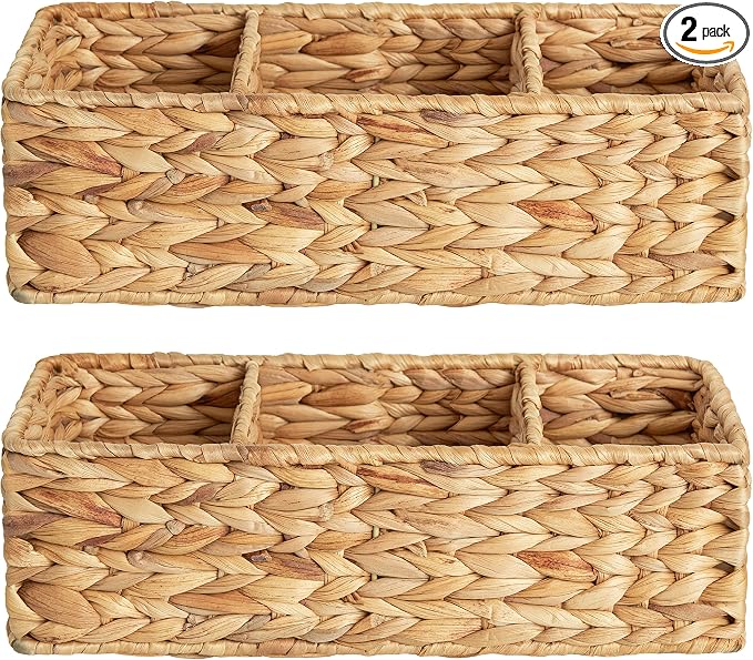 StorageWorks Wicker Basket Tank Topper, Wicker Storage Basket by StorageWorks